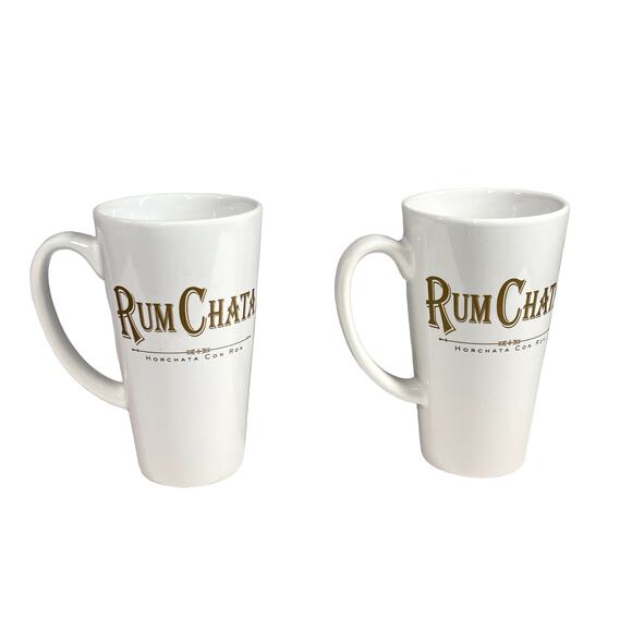 NEW Rum Chata Mugs White Ceramic Coffee Cups Set of 2 - Picture 2 of 5